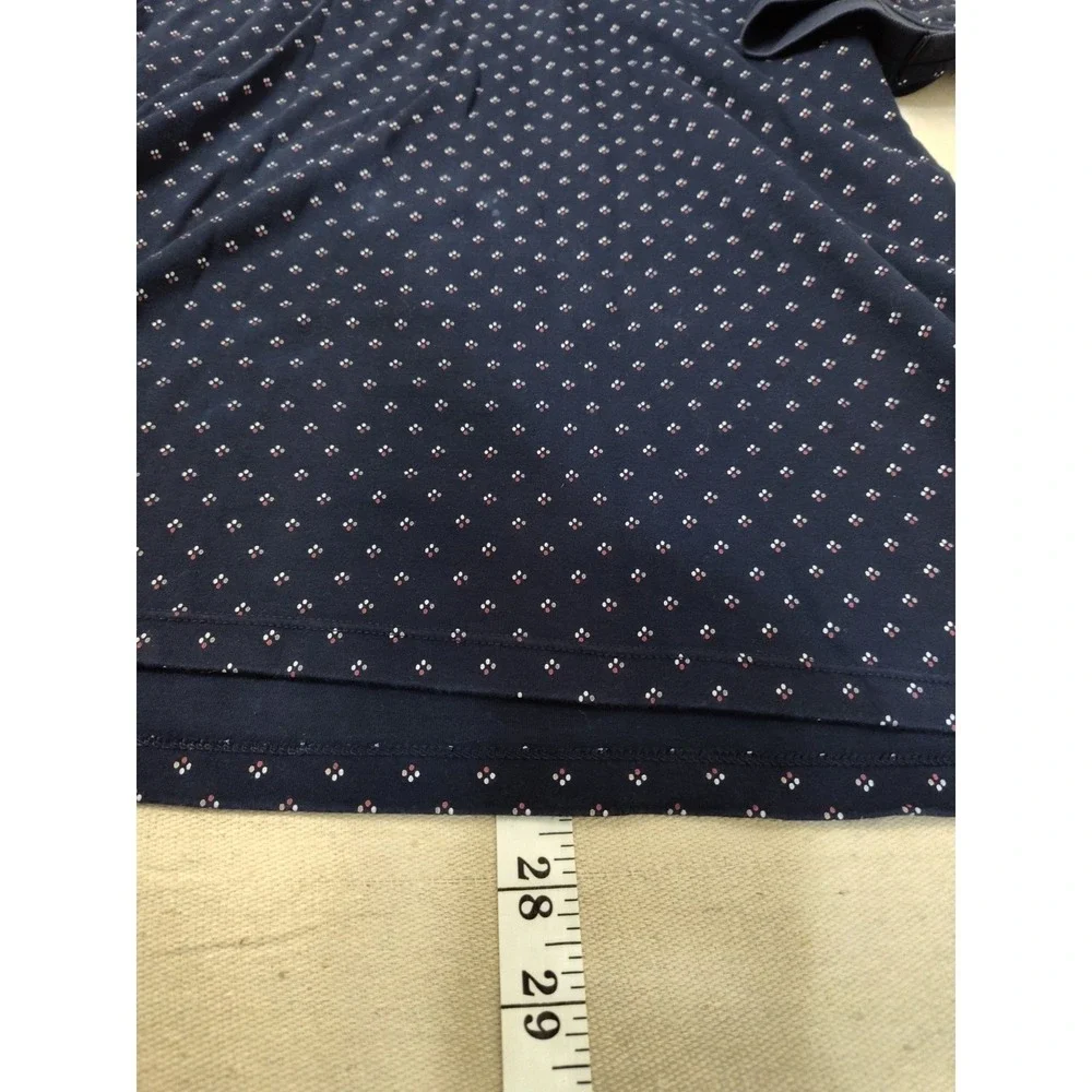 Banana Republic Luxury Touch Polo Shirt Mens Large Navy Blue Micro Print Cotton‎